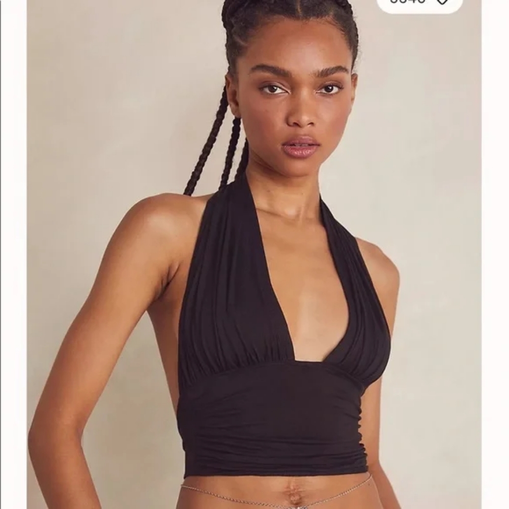 NWOT Free People Intimately Heather Halter Black